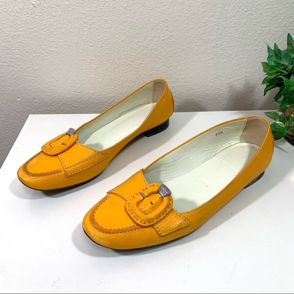 Tod's Shoes - Tods Womens Shoes Loafers Leather Mustard Yellow